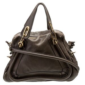 Chloe “Paraty” Dark Brown Leather Shoulder Bag with Gold Hardware
